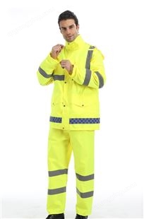 牛津布荧光黄户外反光交通防雨服套装，反光服，工程制服