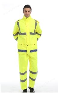 牛津布荧光黄户外反光交通防雨服套装，反光服，工程制服